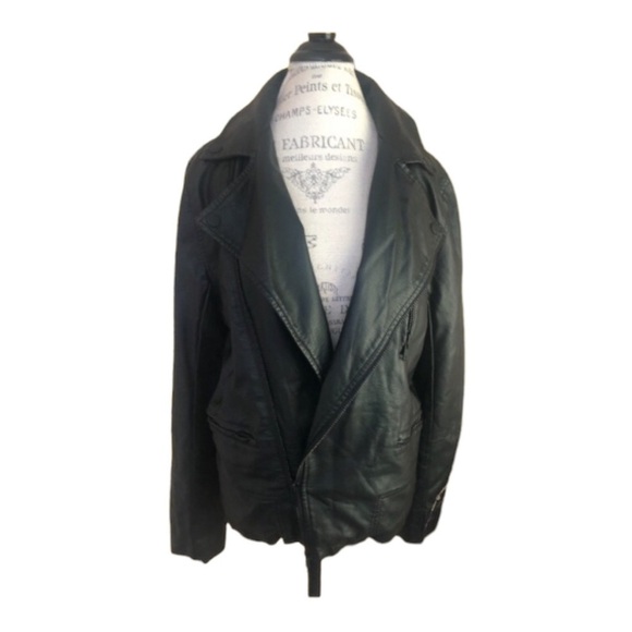 Women’s Black Motorcycle Jacket Size M Faux Leather - Picture 1 of 8
